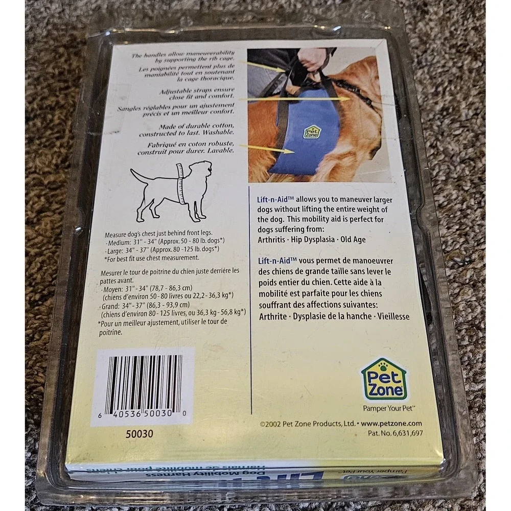 Pet Zone Lift-n-Aid Dog Mobility Harness Large Assist Sling Arthritis Hip...